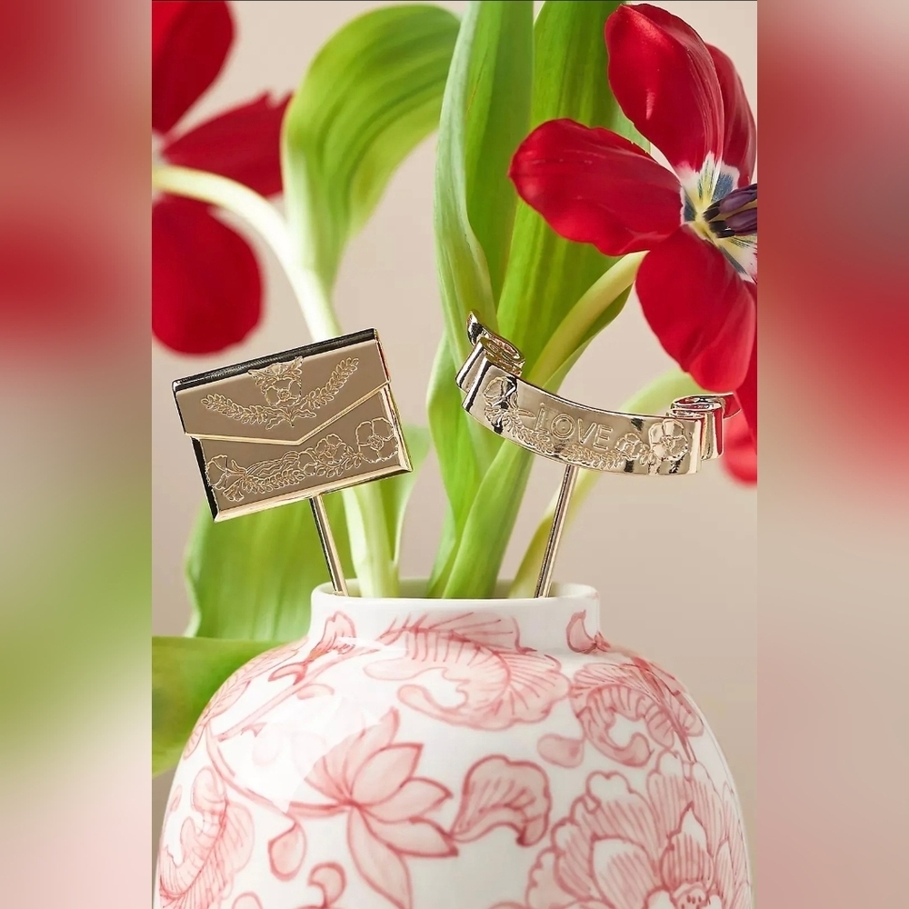 Anthropologie Love Notes Metal Bouquet and Plant Pot Picks, NIB.